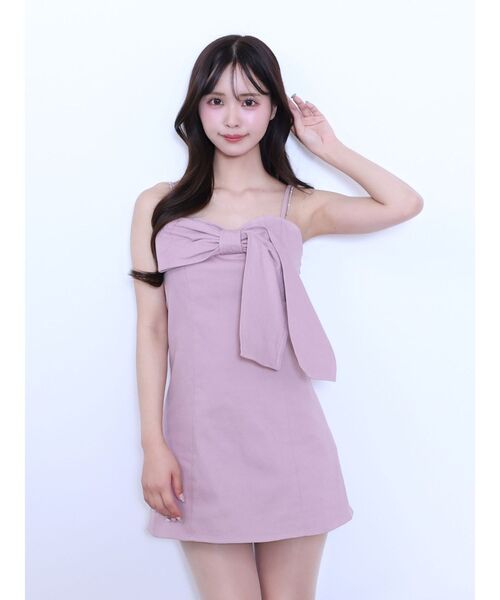 EATME(イートミー)の「ストーンストラップリボンワンピース(ワンピース・レディース・ピンク/ブラック/アイボリー/ブルー・MEDIUM/SMALL)」の13枚目の写真