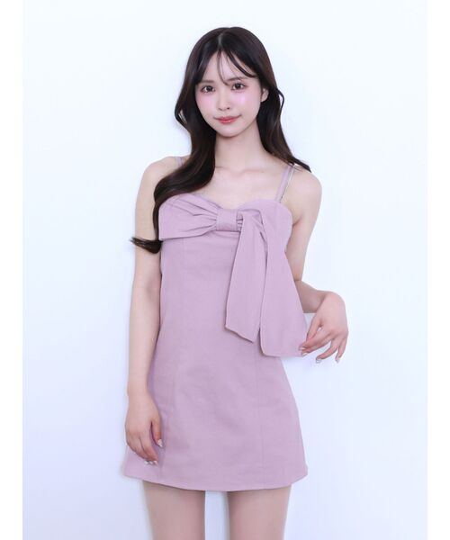 EATME(イートミー)の「ストーンストラップリボンワンピース(ワンピース・レディース・ピンク/ブラック/アイボリー/ブルー・MEDIUM/SMALL)」の14枚目の写真