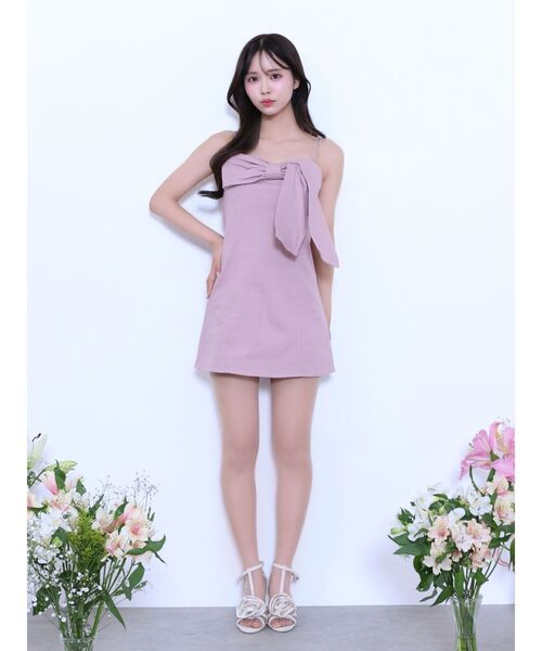 EATME(イートミー)の「ストーンストラップリボンワンピース(ワンピース・レディース・ピンク/ブラック/アイボリー/ブルー・MEDIUM/SMALL)」の15枚目の写真