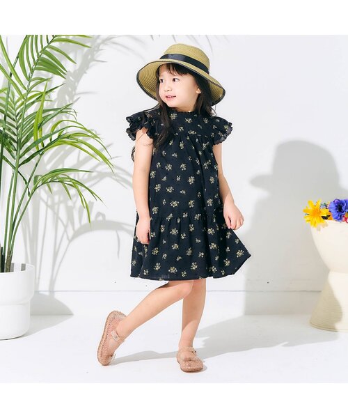 apres les cours（アプレレクール）の「【リンク/ジュニア対応】フラワーブーケワンピース＿アプレレクールマシェリ（ワンピース・キッズ・ブラック/アイボリー・80/90/100/110/120/130/140）」の3枚目の写真