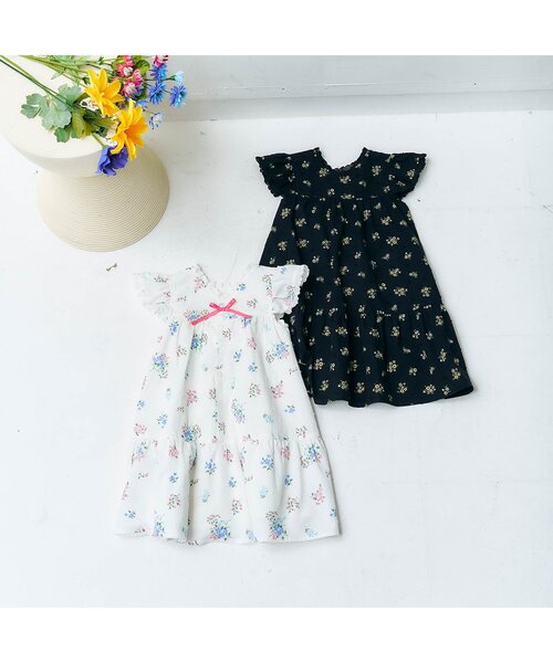 apres les cours（アプレレクール）の「【リンク/ジュニア対応】フラワーブーケワンピース＿アプレレクールマシェリ（ワンピース・キッズ・ブラック/アイボリー・80/90/100/110/120/130/140）」の8枚目の写真