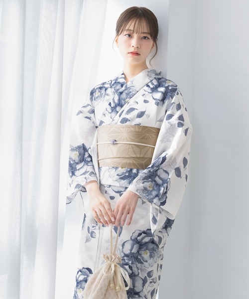 SOUBIEN（ソウビエン）の「【floro by SOUBIEN】浴衣2点セット(浴衣＋半幅帯）（浴衣・レディース・ブラウン系その他/イエロー系その他/ブルー系6/ブラウン系その他2/ネイビー系/ブルー系2/ブルー系4/スカイブルー系/ブルー系3/ブルー系5/ブラウン系その他3/ブルー系/ブルー系1/ブラック系・FREE）」の8枚目の写真