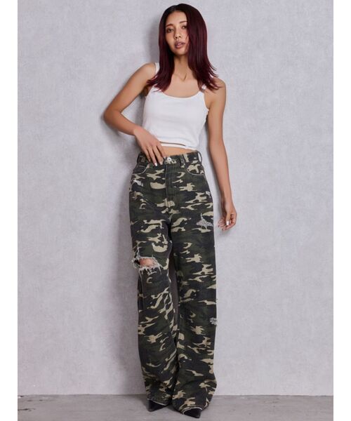 GYDA（ジェイダ）の「ハイウエストGG Stitch バレルレッグダメージデニムパンツ（デニムパンツ・レディース・ライトブルー/ブルー/インディゴブルー/その他1・X-SMALL/MEDIUM/SMALL）」の14枚目の写真