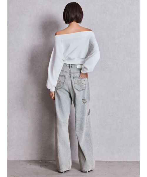 GYDA（ジェイダ）の「ハイウエストGG Stitch バレルレッグダメージデニムパンツ（デニムパンツ・レディース・ライトブルー/ブルー/インディゴブルー/その他1・X-SMALL/MEDIUM/SMALL）」の15枚目の写真