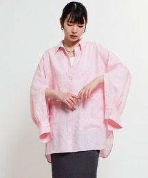 オーバーシャツ」に該当するシャツ/ブラウス（ピンク/桃色系・リネン