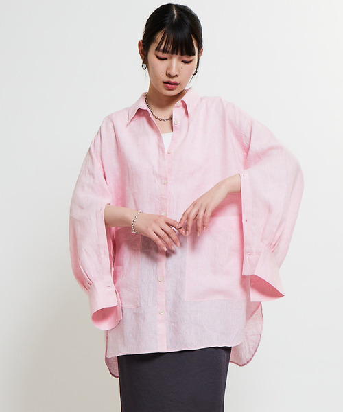 SOFFITTO(ソフィット)の「リネンフロントポケットビックシャツ(シャツ/ブラウス・レディース・ピンク/イエロー系その他/ブラック系その他・FREE)」の3枚目の写真
