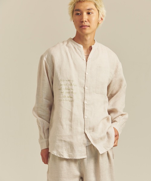 JACKROSE（ジャックローズ）の「BAYCANT ﾘﾈﾝ100% ﾊﾞﾝﾄﾞｶﾗｰLSｼｬﾂ（シャツ/ブラウス・メンズ・ブラック/ナチュラル/カーキ・M/L/XL）」の2枚目の写真