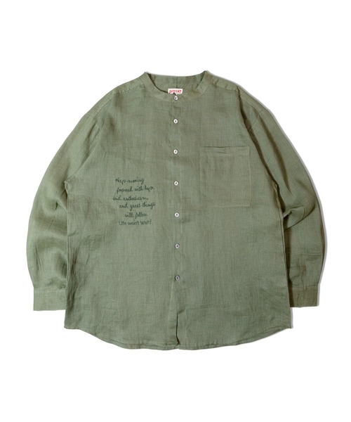 JACKROSE（ジャックローズ）の「BAYCANT ﾘﾈﾝ100% ﾊﾞﾝﾄﾞｶﾗｰLSｼｬﾂ（シャツ/ブラウス・メンズ・ブラック/ナチュラル/カーキ・M/L/XL）」の11枚目の写真