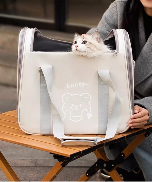 aimoha（アイモハ）の「軽量　ペット用キャリーケース（ペット用キャリーケース・レディース・ホワイト/グレー・LARGE/MEDIUM）」の2枚目の写真