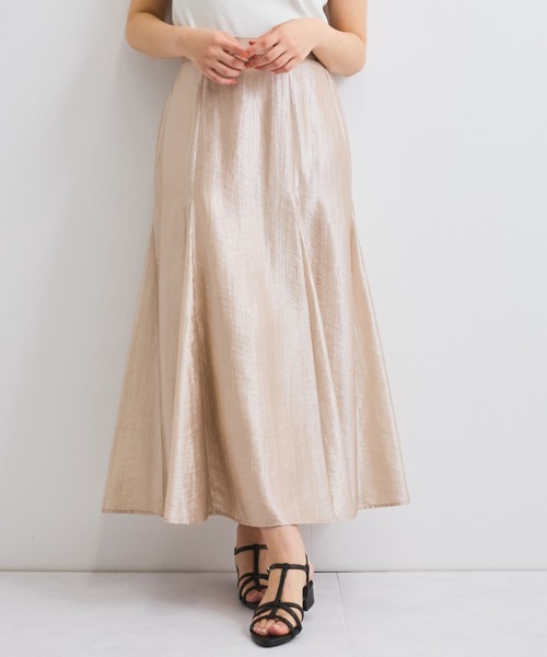 QUEENS COURT（クイーンズコート）の「シャイニートリコットスカート≪手洗い可能≫（スカート・レディース・チャコールグレー/シルバー系その他/ピンク・M）」の2枚目の写真