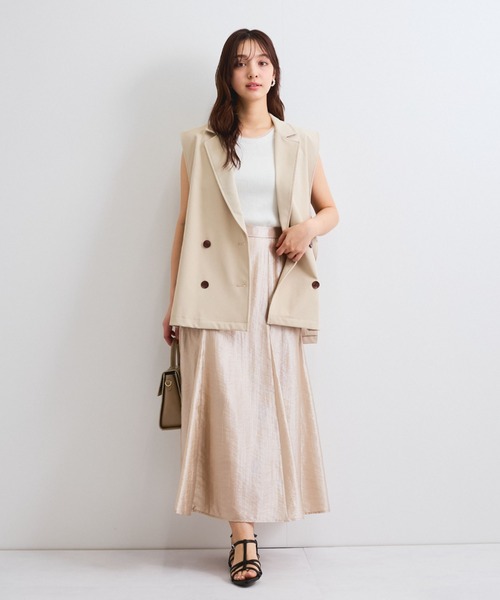 QUEENS COURT（クイーンズコート）の「シャイニートリコットスカート≪手洗い可能≫（スカート・レディース・チャコールグレー/シルバー系その他/ピンク・M）」の10枚目の写真