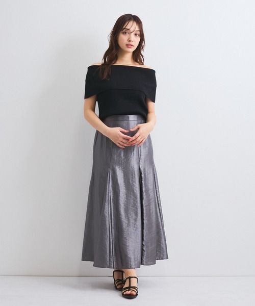 QUEENS COURT（クイーンズコート）の「シャイニートリコットスカート≪手洗い可能≫（スカート・レディース・チャコールグレー/シルバー系その他/ピンク・M）」の14枚目の写真