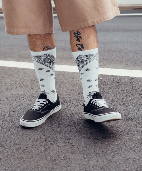 Subciety（サブサエティ）の「Bandanna socks（ソックス/靴下・メンズ・ブラック/ホワイト・FREE）」の9枚目の写真