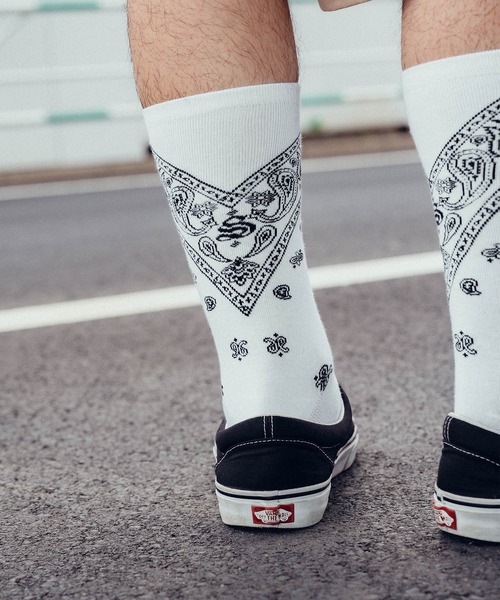 Subciety（サブサエティ）の「Bandanna socks（ソックス/靴下・メンズ・ブラック/ホワイト・FREE）」の10枚目の写真