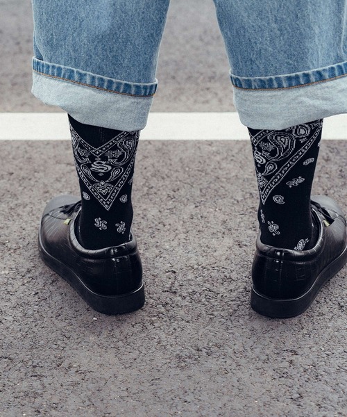 Subciety（サブサエティ）の「Bandanna socks（ソックス/靴下・メンズ・ブラック/ホワイト・FREE）」の14枚目の写真