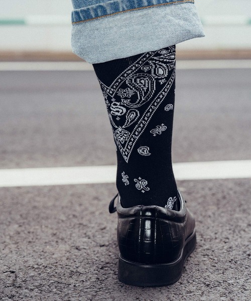 Subciety（サブサエティ）の「Bandanna socks（ソックス/靴下・メンズ・ブラック/ホワイト・FREE）」の15枚目の写真