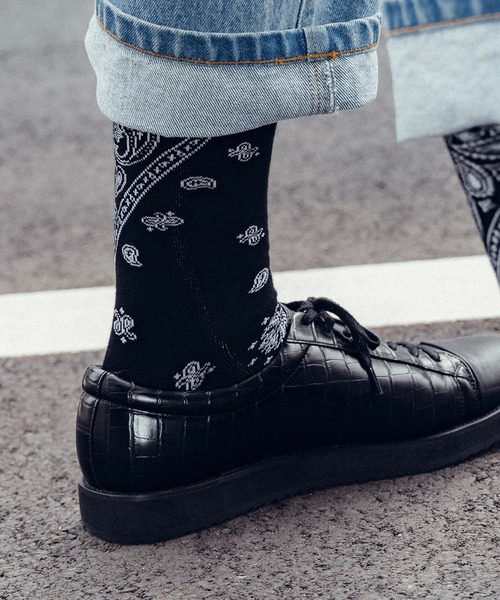 Subciety（サブサエティ）の「Bandanna socks（ソックス/靴下・メンズ・ブラック/ホワイト・FREE）」の17枚目の写真