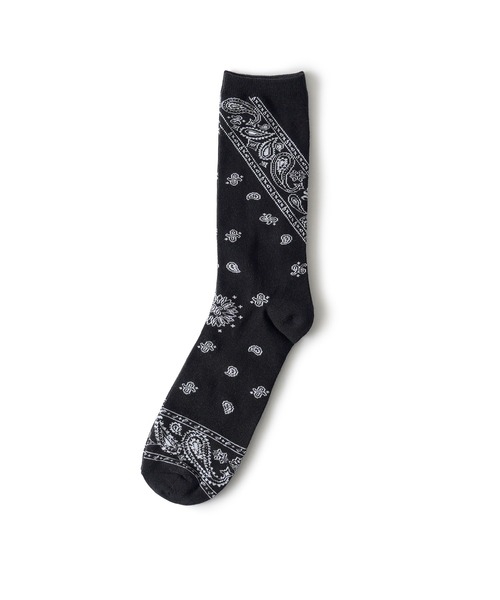Subciety（サブサエティ）の「Bandanna socks（ソックス/靴下・メンズ・ブラック/ホワイト・FREE）」の5枚目の写真