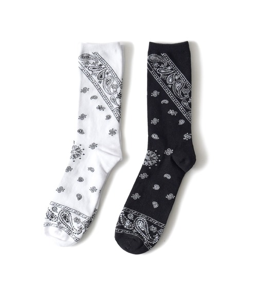 Subciety（サブサエティ）の「Bandanna socks（ソックス/靴下・メンズ・ブラック/ホワイト・FREE）」の3枚目の写真