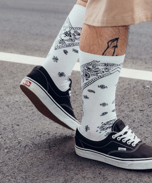 Subciety（サブサエティ）の「Bandanna socks（ソックス/靴下・メンズ・ブラック/ホワイト・FREE）」の19枚目の写真