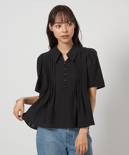 【新品】EMMEL REFINES EM ピンタック ショートスリーブ ブラウス EMMEL REFINES ブラウス シャツ 「EMMEL REFINES」EM ピンタック