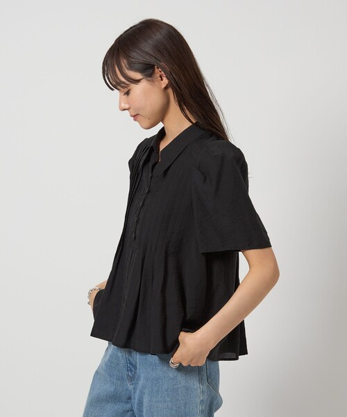 ピンタックショートスリーブブラウス　ネイビー UNITED ARROWS LTD. OUTLET｜ピコピンタック ショート スリーブ