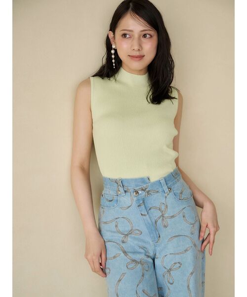 MERCURYDUO（マーキュリーデュオ）の「ノースリーブニット（ニット/セーター・レディース・オフホワイト/ライム/ブラック/ライトブルー・FREE）」の3枚目の写真
