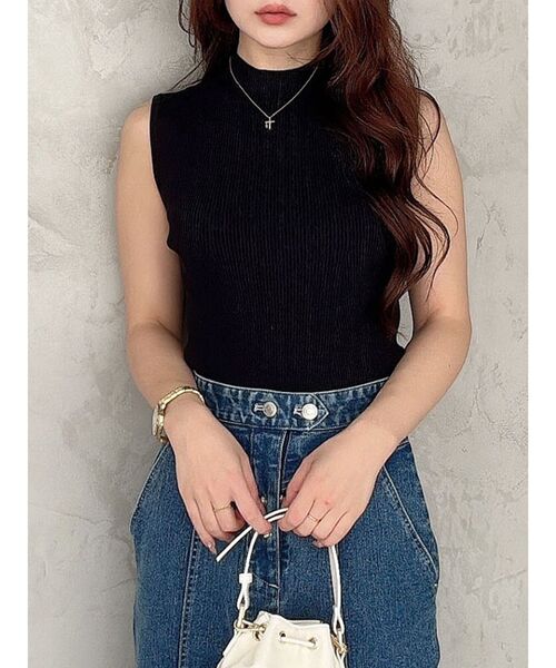 MERCURYDUO（マーキュリーデュオ）の「ノースリーブニット（ニット/セーター・レディース・オフホワイト/ライム/ブラック/ライトブルー・FREE）」の2枚目の写真