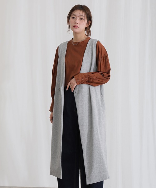 ElegChic(エレグシック)の「ミニ裏毛 ノーカラー リラックス ロング ベスト(つなぎ/オールインワン・レディース・グレー/ブラック/ライトベージュ/チャコール・M/XL/4L)」の12枚目の写真