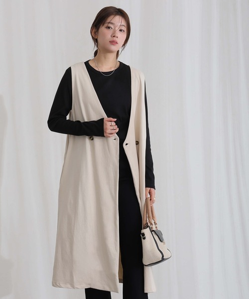 ElegChic(エレグシック)の「ミニ裏毛 ノーカラー リラックス ロング ベスト(つなぎ/オールインワン・レディース・グレー/ブラック/ライトベージュ/チャコール・M/XL/4L)」の16枚目の写真