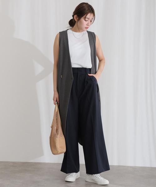 ElegChic(エレグシック)の「ミニ裏毛 ノーカラー リラックス ロング ベスト(つなぎ/オールインワン・レディース・グレー/ブラック/ライトベージュ/チャコール・M/XL/4L)」の18枚目の写真