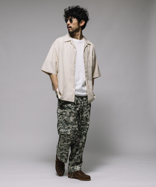 HINSON(ヒンソン)の「HINSON/ヒンソン コットンリネン オープンカラー ショートスリーブシャツ(シャツ/ブラウス・メンズ・サックスブルー/オリーブ/オフホワイト/ブラック・LARGE/MEDIUM)」の19枚目の写真