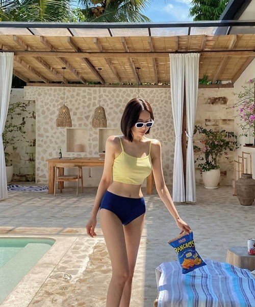 LAVIA(ラヴィア)の「バイカラーリブビキニ(水着・レディース・ピンク/イエロー・M/L)」の11枚目の写真