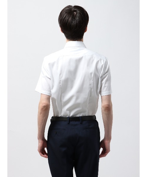 SUIT SQUARE(スーツスクエア)の「半袖ワイシャツ ノンアイロンストレッチ 3BLOCK ワイドカラー BASIC ドレスシャツ(ビジネスシャツ・メンズ・ホワイト系/ブルー系・S/M/L/LL/3L)」の4枚目の写真