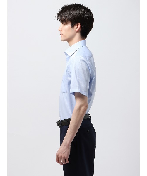 SUIT SQUARE(スーツスクエア)の「半袖ワイシャツ ノンアイロンストレッチ 3BLOCK ワイドカラー BASIC ドレスシャツ(ビジネスシャツ・メンズ・ホワイト系/ブルー系・S/M/L/LL/3L)」の13枚目の写真