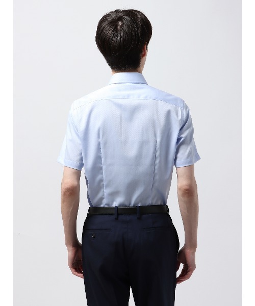 SUIT SQUARE(スーツスクエア)の「半袖ワイシャツ ノンアイロンストレッチ 3BLOCK ワイドカラー BASIC ドレスシャツ(ビジネスシャツ・メンズ・ホワイト系/ブルー系・S/M/L/LL/3L)」の12枚目の写真