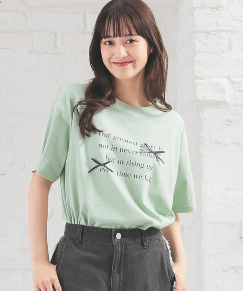 UVカット】リボン付プリントTシャツ（Tシャツ/カットソー