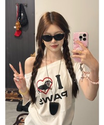 y2k wild party レオパード スワロフスキー カットソー tシャツ CRACKERSBABIES-WACKOMARIA-24SS