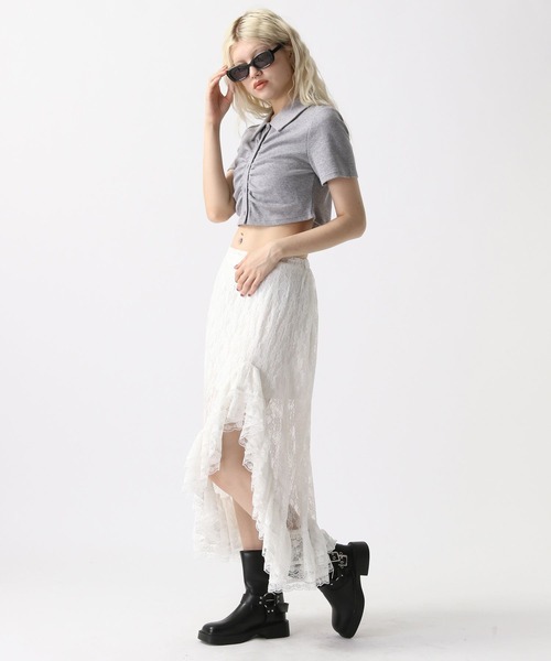 FOREVER 21（フォーエバー トゥエンティーワン）の「【2025SS】シャーリングポロＴシャツ（Tシャツ/カットソー・レディース・ホワイト/グレー/ブラック・FREE）」の17枚目の写真