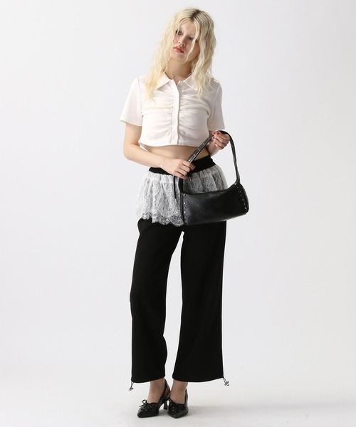 FOREVER 21（フォーエバー トゥエンティーワン）の「【2025SS】シャーリングポロＴシャツ（Tシャツ/カットソー・レディース・ホワイト/グレー/ブラック・FREE）」の12枚目の写真