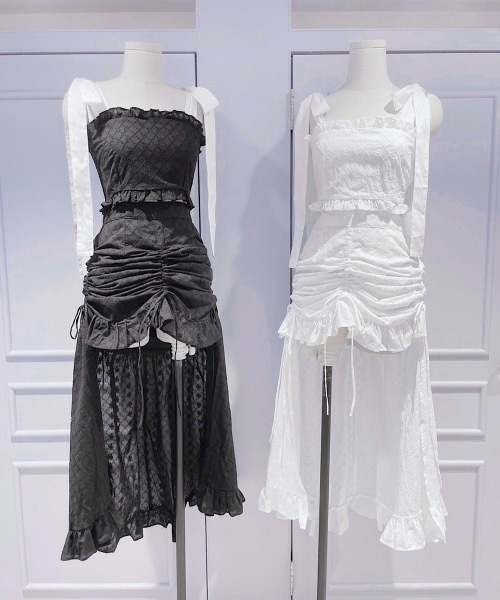lilLilly リルリリー　コットンレースギャザースカート　ホワイト 白 lilLilly リルリリー コットンレースギャザースカート ホワイト