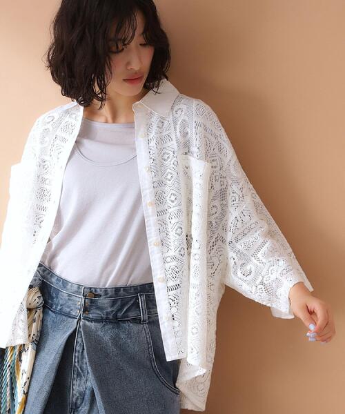 THE SHOP TK (ザ ショップ ティーケー )の「総レースシャツ【洗える】(シャツ/ブラウス・レディース・オフホワイト/ブラック・99)」の3枚目の写真