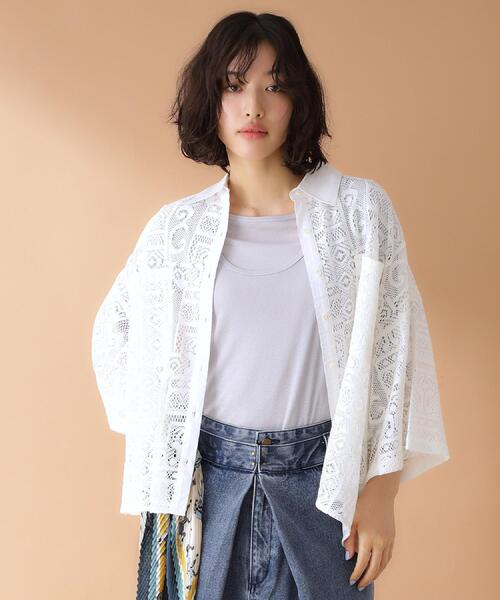 THE SHOP TK (ザ ショップ ティーケー )の「総レースシャツ【洗える】(シャツ/ブラウス・レディース・オフホワイト/ブラック・99)」の4枚目の写真