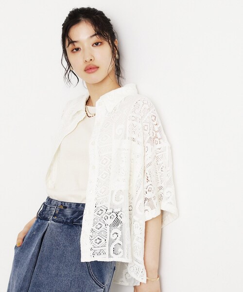 THE SHOP TK (ザ ショップ ティーケー )の「総レースシャツ【洗える】(シャツ/ブラウス・レディース・オフホワイト/ブラック・99)」の11枚目の写真