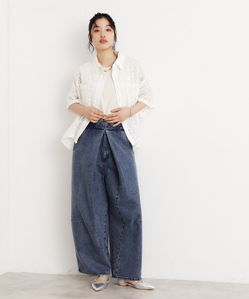 THE SHOP TK (ザ ショップ ティーケー )の「総レースシャツ【洗える】(シャツ/ブラウス・レディース・オフホワイト/ブラック・99)」の13枚目の写真