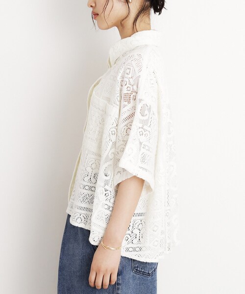 THE SHOP TK (ザ ショップ ティーケー )の「総レースシャツ【洗える】(シャツ/ブラウス・レディース・オフホワイト/ブラック・99)」の16枚目の写真