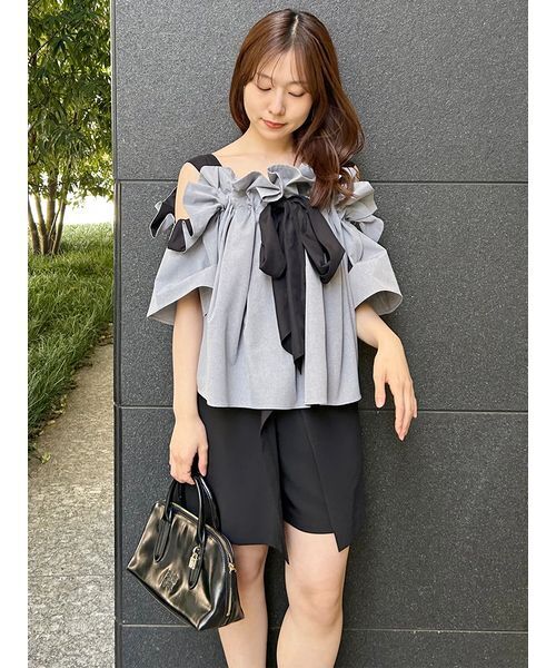 SNIDEL（スナイデル）の「オフショルリボンブラウス（シャツ/ブラウス・レディース・ラベンダー/オフホワイト/グレー・F）」の17枚目の写真