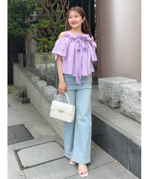 SNIDEL（スナイデル）の「オフショルリボンブラウス（シャツ/ブラウス・レディース・ラベンダー/オフホワイト/グレー・F）」の10枚目の写真