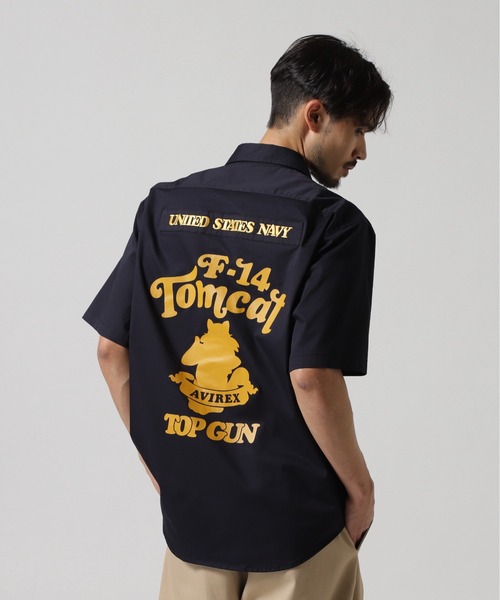 AVIREX（アヴィレックス）の「《WEB&DEPOT限定》TWILL TOMCAT SHIRT / ツイル トムキャット 半袖シャツ / AVIREX / アヴィレックス（シャツ/ブラウス・メンズ・ネイビー/カーキ・MEDIUM/LARGE/X-LARGE/XX-LARGE）」の3枚目の写真