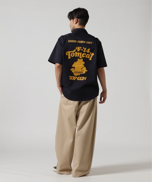 AVIREX（アヴィレックス）の「《WEB&DEPOT限定》TWILL TOMCAT SHIRT / ツイル トムキャット 半袖シャツ / AVIREX / アヴィレックス（シャツ/ブラウス・メンズ・ネイビー/カーキ・MEDIUM/LARGE/X-LARGE/XX-LARGE）」の5枚目の写真